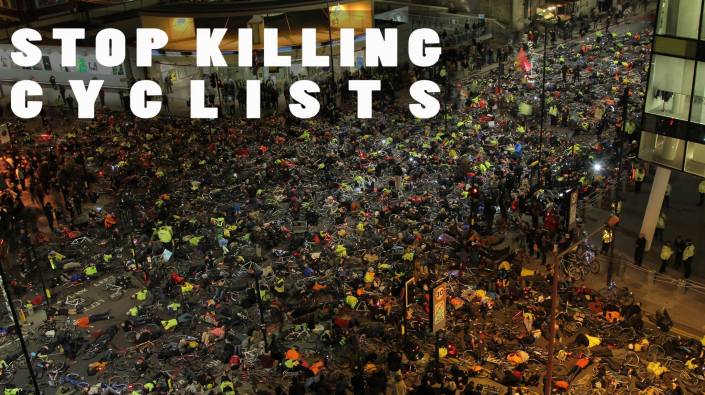 A photograph of the event posted by the 'STOP KILLING CYCLISTS' campaign