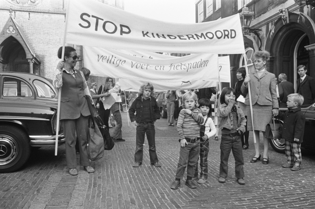 STOP KINDERMOORD - The famous 'stop the child-murder' campaign followed years of rising deaths on the roads due to the increasingly car-centric culture in The Netherlands since the end of WWII